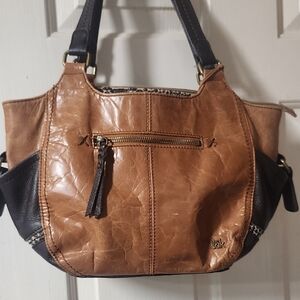 The Sak Tan and Black Leather Shoulder Bag
